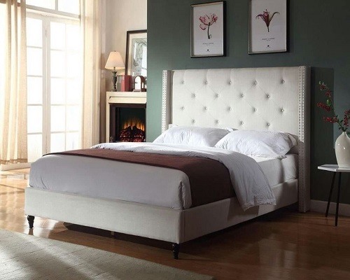 LifeHome Beige King-Size Premiere Classics Bed Frame